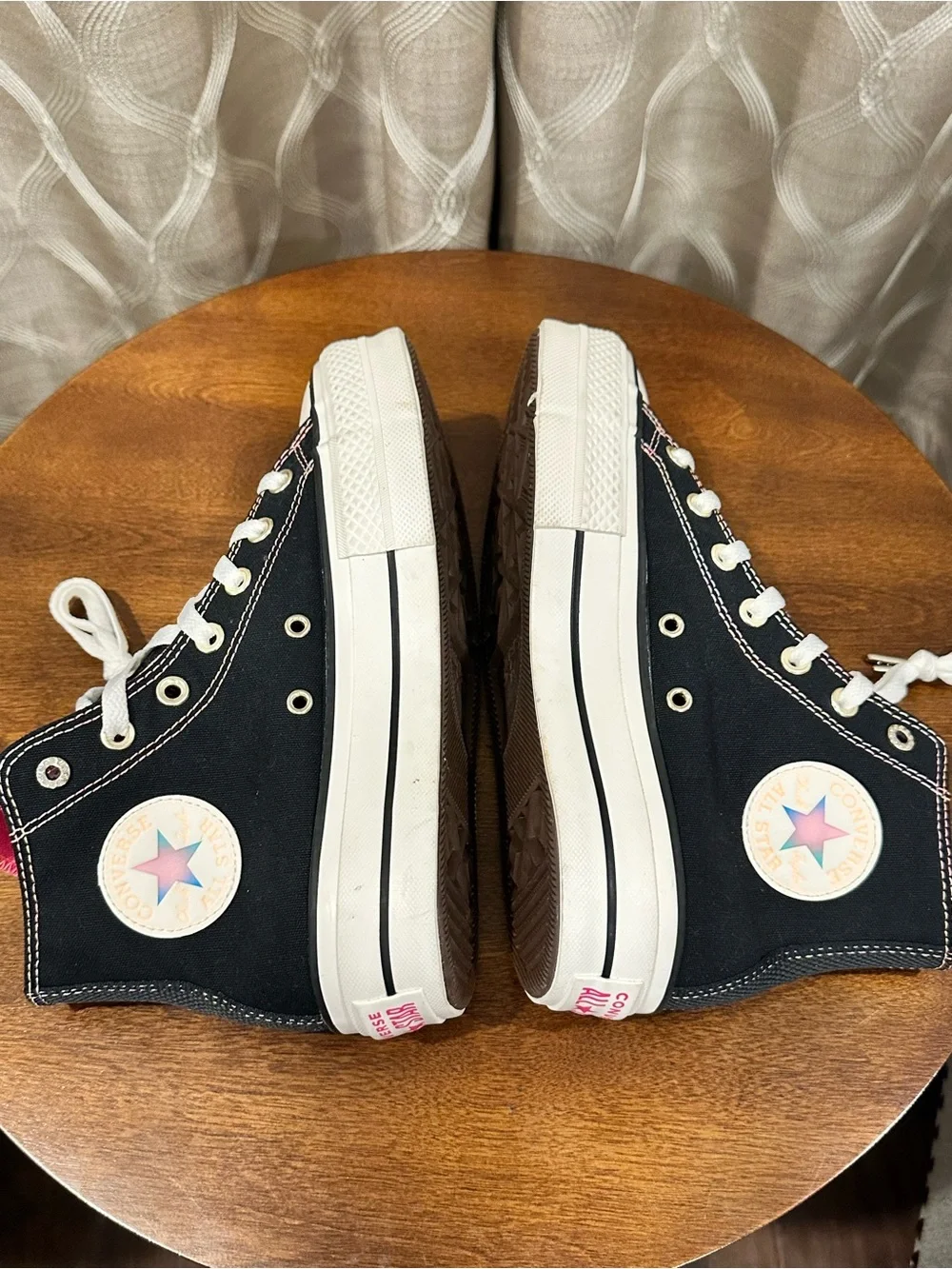 Converse All Star Lift Women’s Leather High Top Sneakers - Black Pink Size 7.5 - Picture 9 of 12